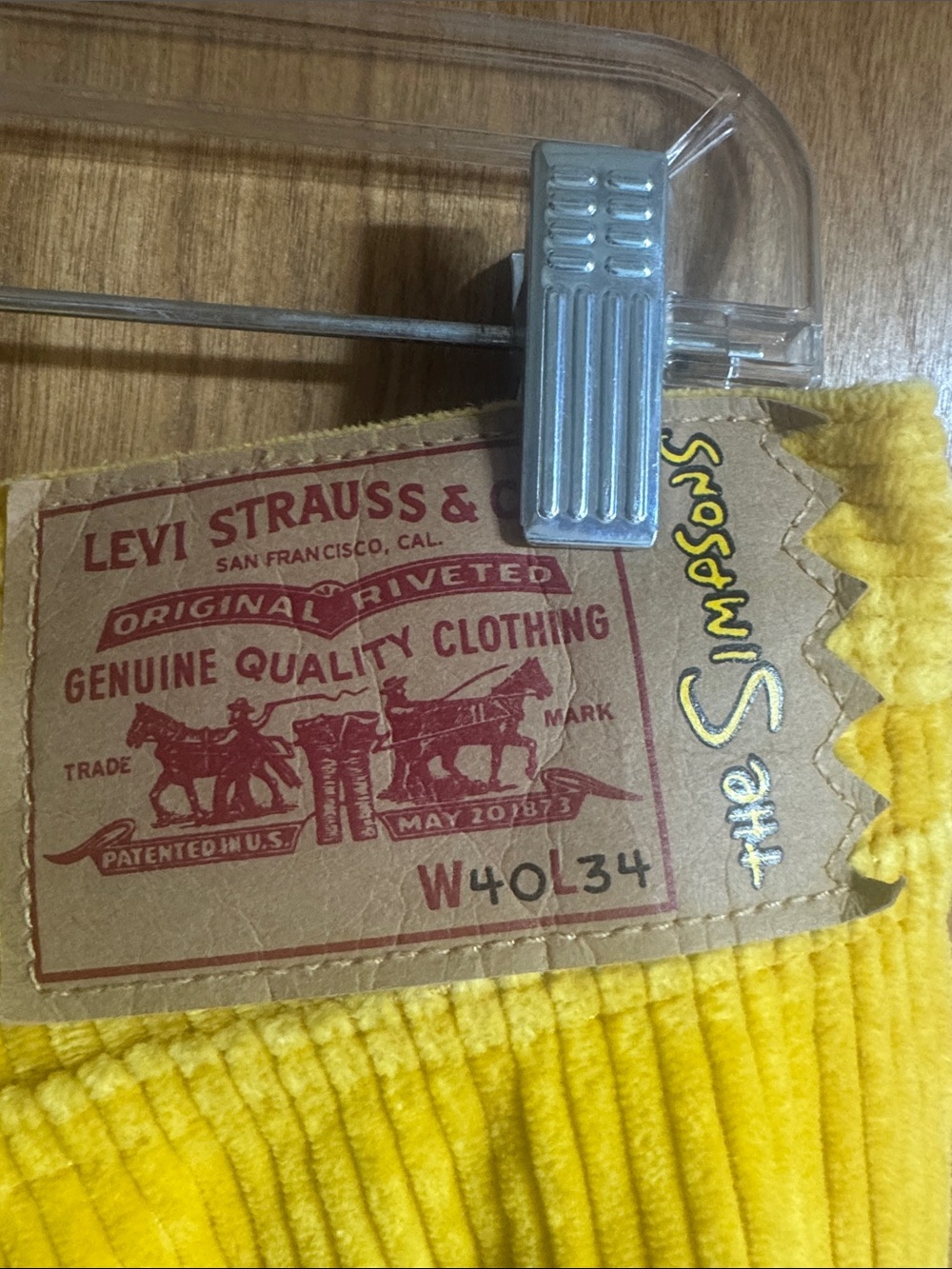 Levis The Simpsons Bright Yellow Corduroy Jeans